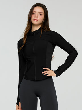 トリコット メッシュ切り替え ジップアップ ジャケット