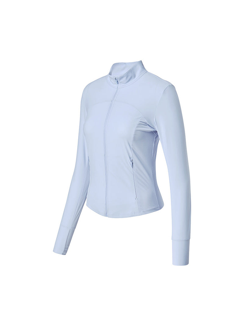 トリコット メッシュ切り替え ジップアップ ジャケット