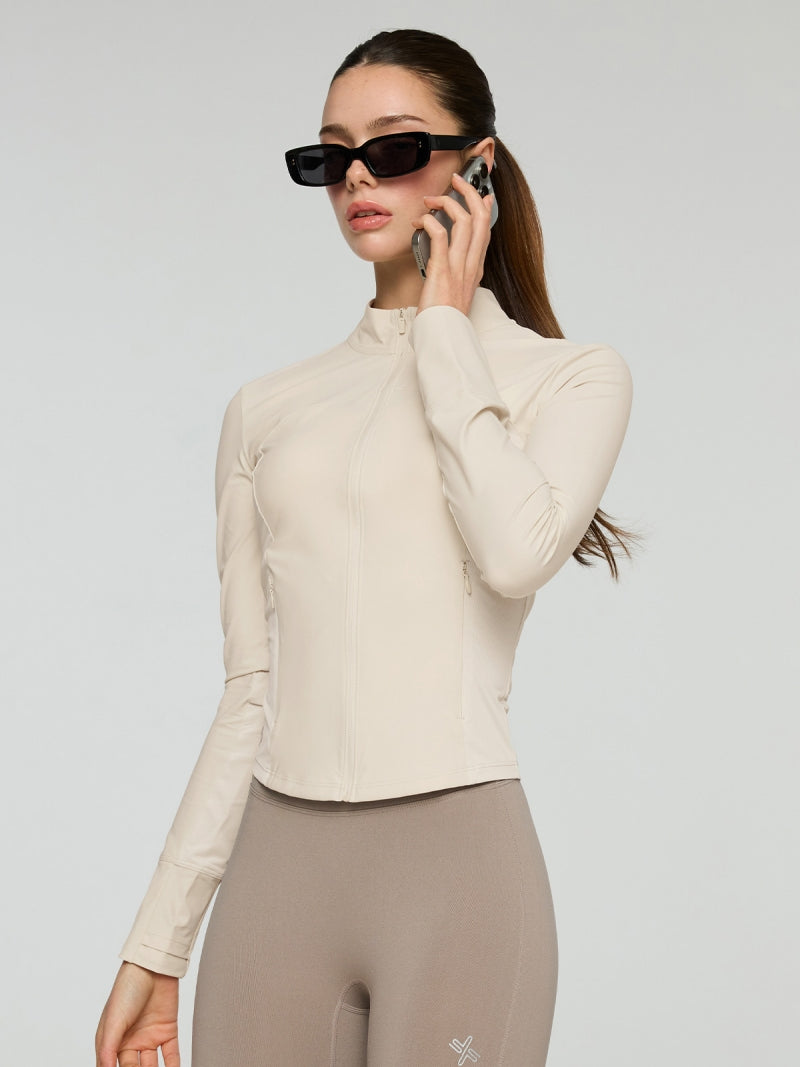 トリコット メッシュ切り替え ジップアップ ジャケット