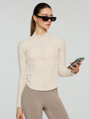 トリコット メッシュ切り替え ジップアップ ジャケット