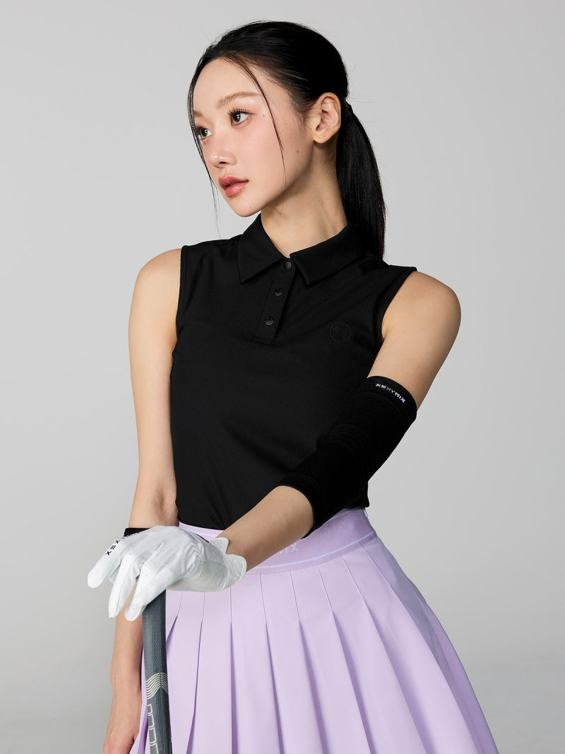 ポロ ノースリーブ ドット柄スカーフ付き