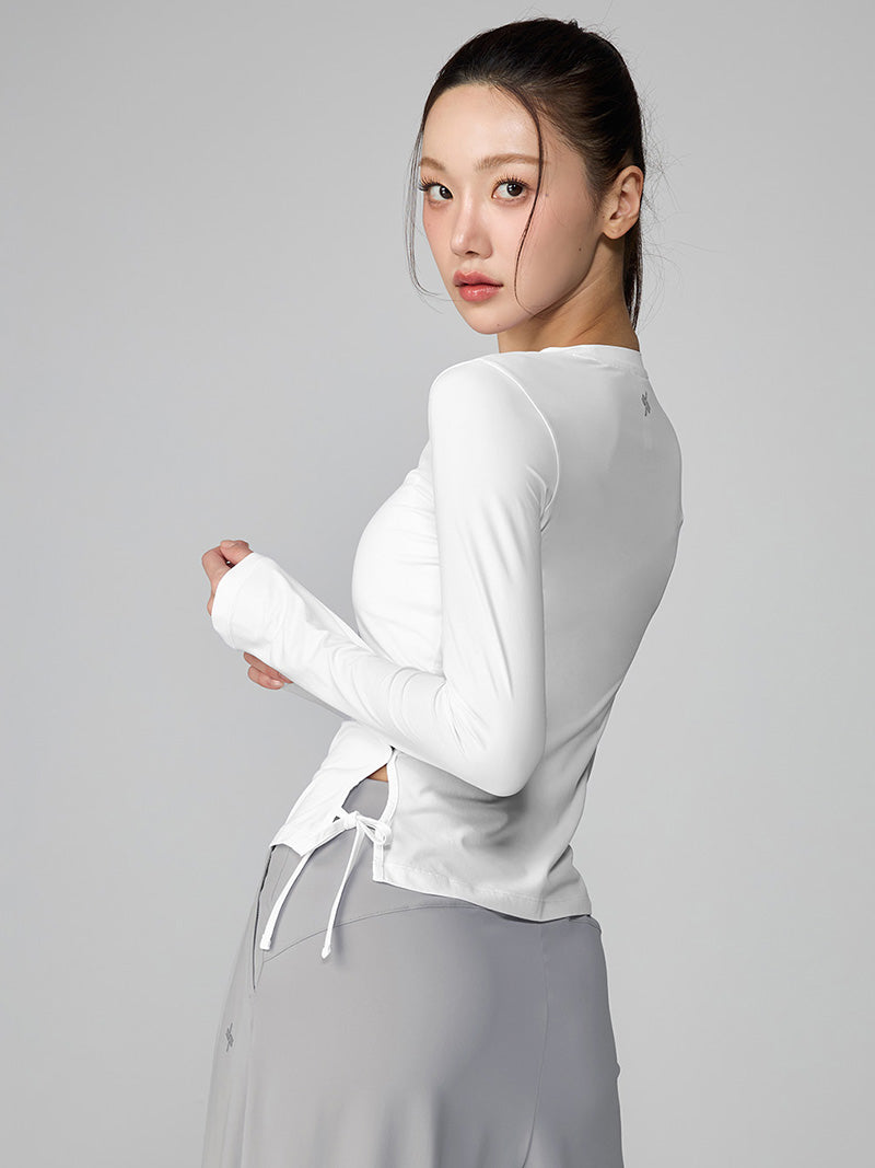 接触冷感 サイドリボン付き 長袖