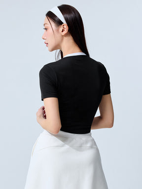 スポーティ トラックライン クロップ丈 半袖