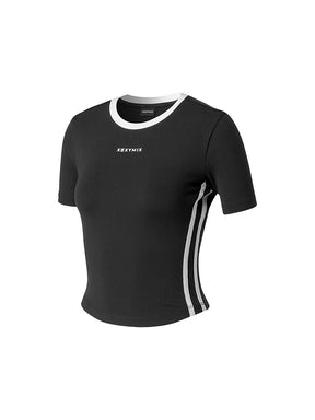 スポーティ トラックライン クロップ丈 半袖