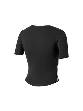 スポーティ トラックライン クロップ丈 半袖