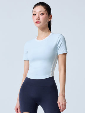 スポーティ トラックライン クロップ丈 半袖