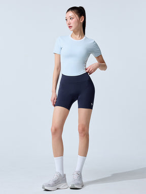 スポーティ トラックライン クロップ丈 半袖