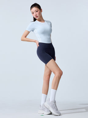 スポーティ トラックライン クロップ丈 半袖