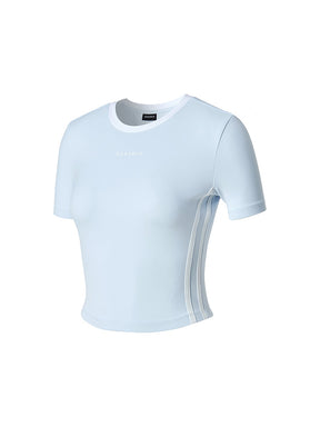 スポーティ トラックライン クロップ丈 半袖