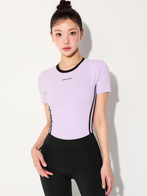 スポーティ トラックライン クロップ丈 半袖