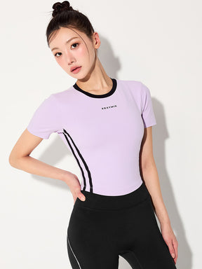 スポーティ トラックライン クロップ丈 半袖