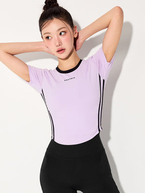 スポーティ トラックライン クロップ丈 半袖