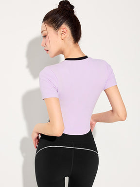 スポーティ トラックライン クロップ丈 半袖