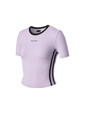 スポーティ トラックライン クロップ丈 半袖