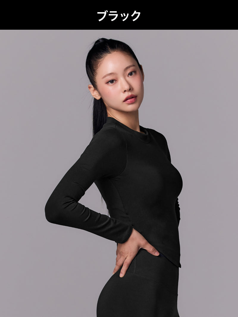 【おすすめセット】パッド付き モックネック 長袖 & BLACK LABEL シグネチャー360N 裏起毛レギンス