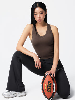エッセンシャル シームレス Vネック タンクトップ パッド付き