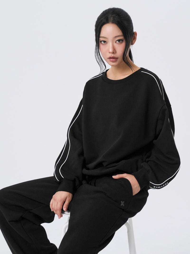 ソフト オーバーサイズ 配色パイピング入り スウェット