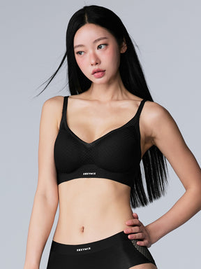 シア レースミックス ノンワイヤー ホック付き ブラ (単品)