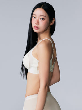 シア レースミックス ノンワイヤー ホック付き ブラ (単品)