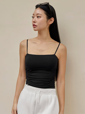 モアスムーズ シャーリング入り タンクトップ パッド付き