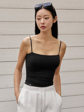 モアスムーズ シャーリング入り タンクトップ パッド付き