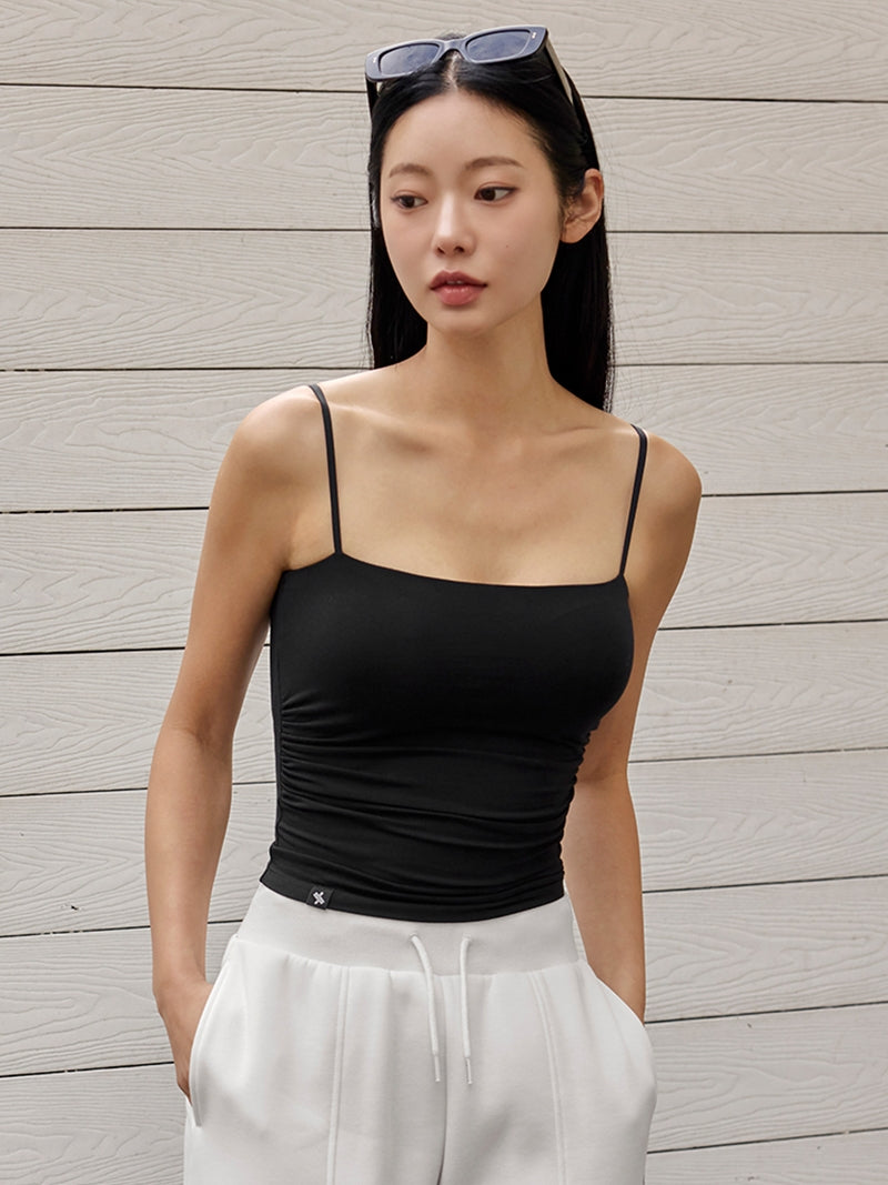 モアスムーズ シャーリング入り タンクトップ パッド付き