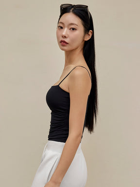 モアスムーズ シャーリング入り タンクトップ パッド付き