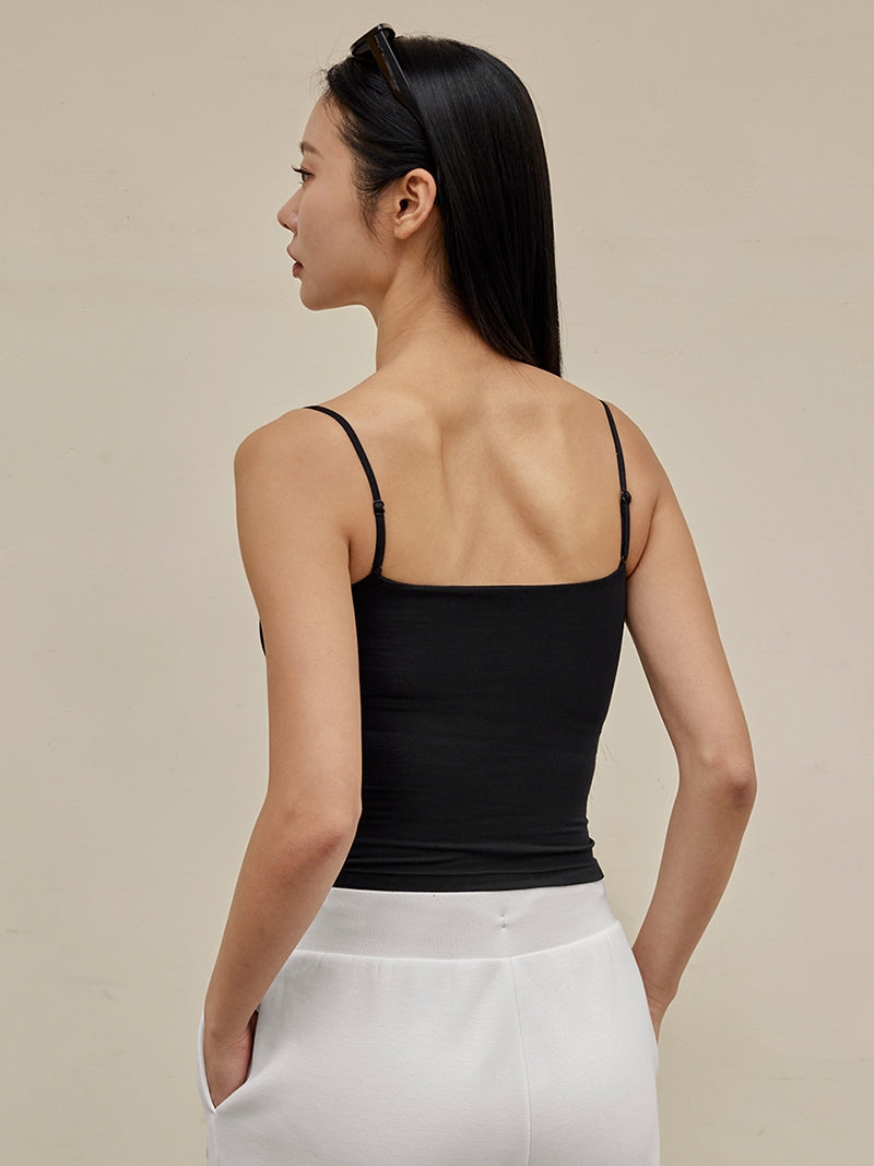 モアスムーズ シャーリング入り タンクトップ パッド付き