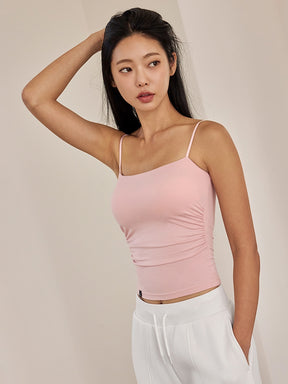 モアスムーズ シャーリング入り タンクトップ パッド付き