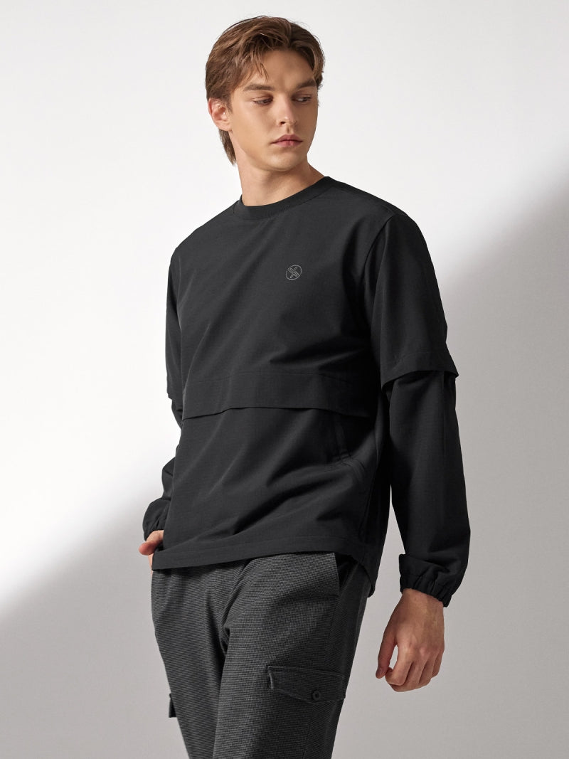 袖取り外し 裏起毛 ウーブン 長袖