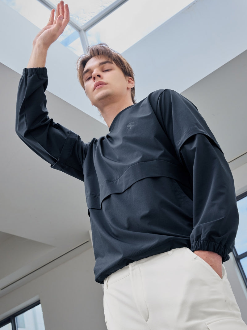 袖取り外し 裏起毛 ウーブン 長袖