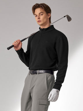 ロゴ入りライン ハーフジップアップ 長袖