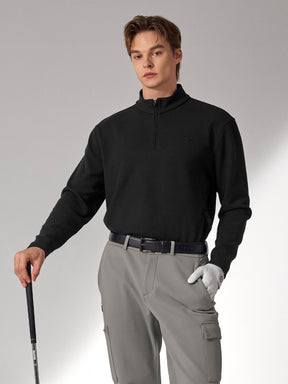 ロゴ入りライン ハーフジップアップ 長袖