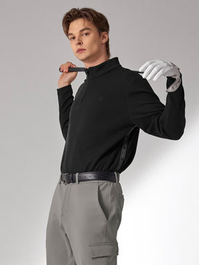 ロゴ入りライン ハーフジップアップ 長袖