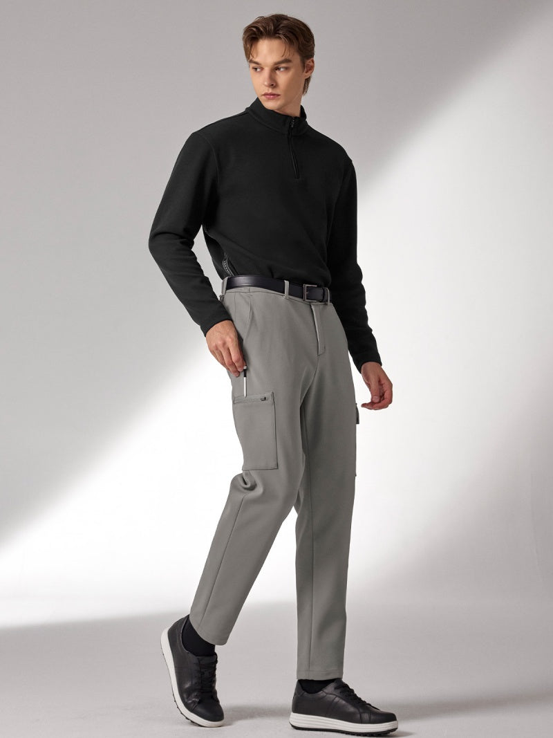 ロゴ入りライン ハーフジップアップ 長袖