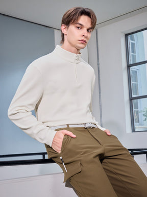 ロゴ入りライン ハーフジップアップ 長袖