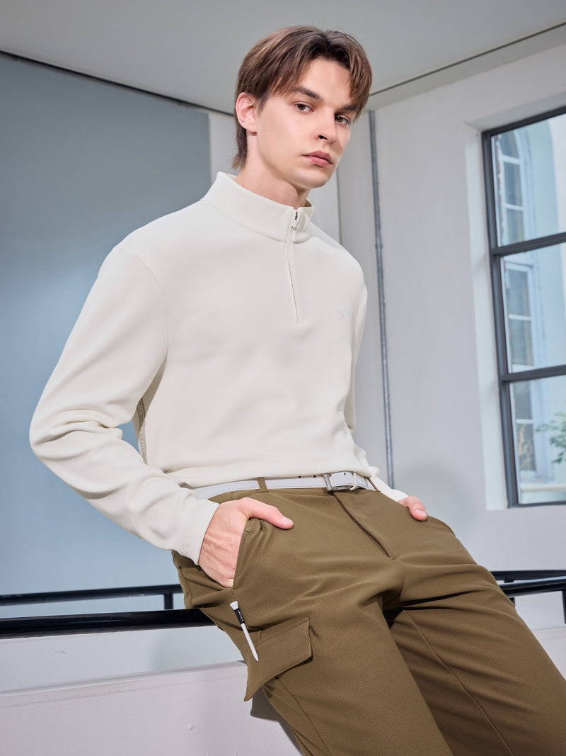 ロゴ入りライン ハーフジップアップ 長袖