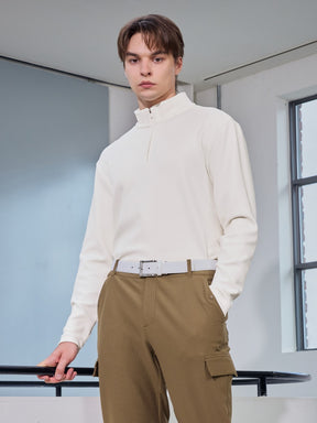 ロゴ入りライン ハーフジップアップ 長袖