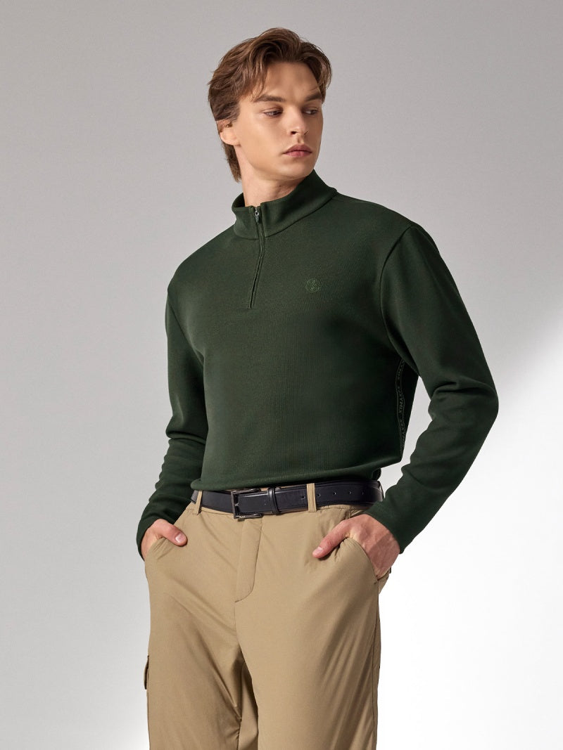 ロゴ入りライン ハーフジップアップ 長袖