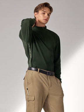 ロゴ入りライン ハーフジップアップ 長袖