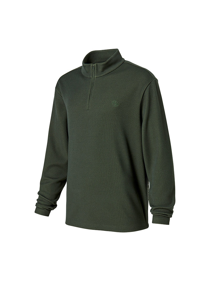 ロゴ入りライン ハーフジップアップ 長袖