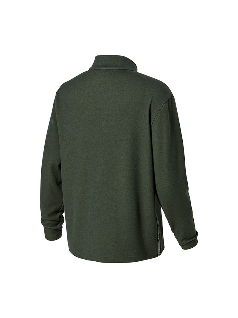 ロゴ入りライン ハーフジップアップ 長袖