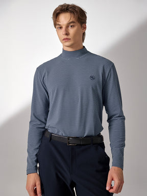 ボーダー モックネック 長袖