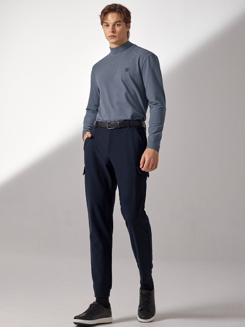 ボーダー モックネック 長袖