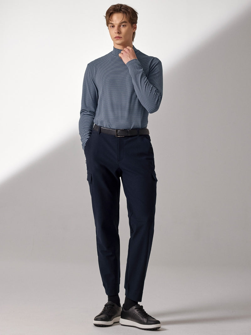 ボーダー モックネック 長袖