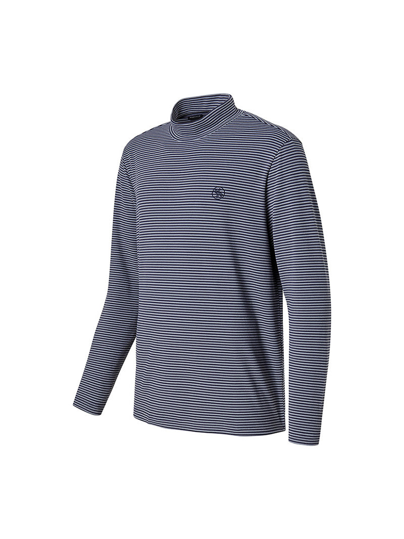 ボーダー モックネック 長袖