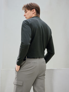 ボーダー モックネック 長袖