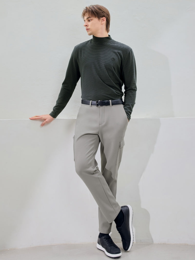 ボーダー モックネック 長袖