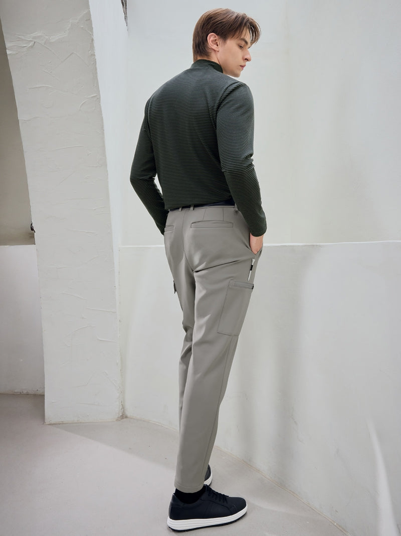 ボーダー モックネック 長袖