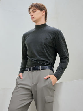 ボーダー モックネック 長袖